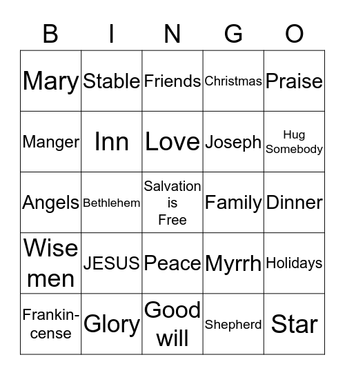 Christian Faith Christmas Dinner 2015 Bingo Card
