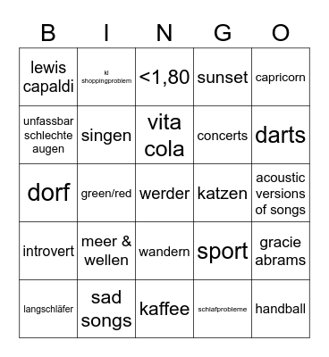 Jonis Bingo Card