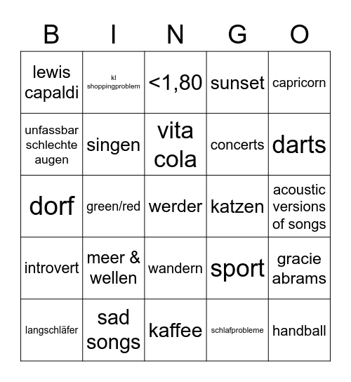 Jonis Bingo Card