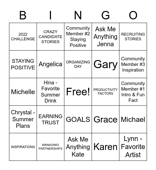 Learn From TA Peers Bingo Card