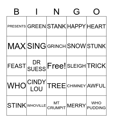 GRINCH Bingo Card