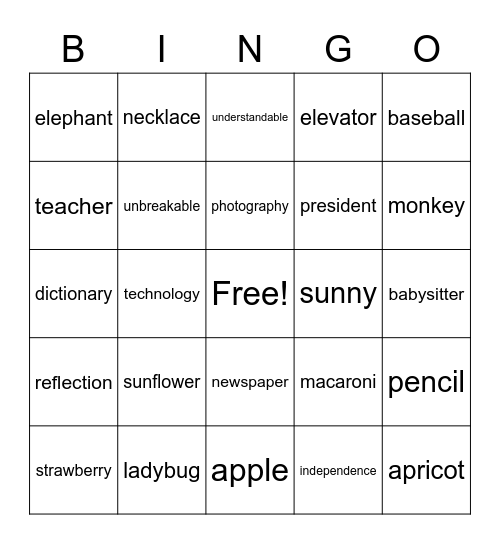 Untitled Bingo Card