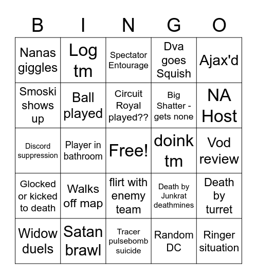 Altitude Scrims Bingo Card