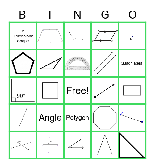 Geometry Bingo Card