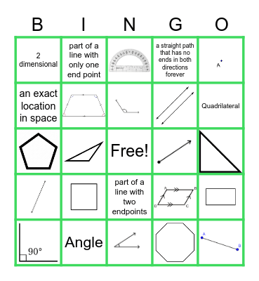 Geometry Bingo Card