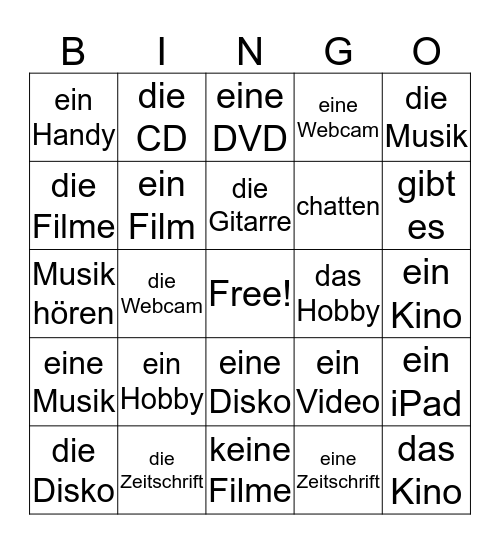 Endlich Frei Bingo Card