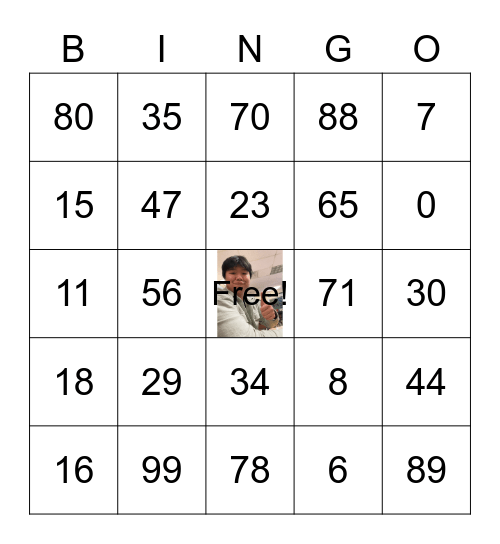 15 Minutes of Fun Bingo Card
