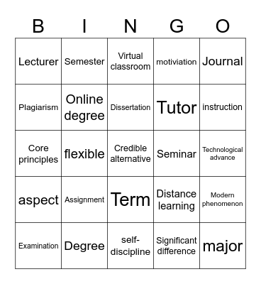 Education Bingo Card