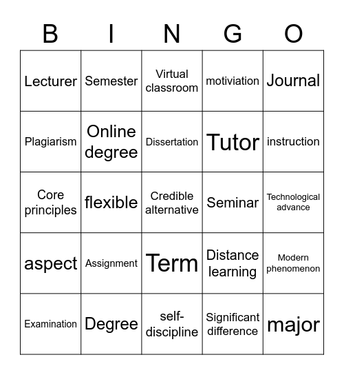 Education Bingo Card