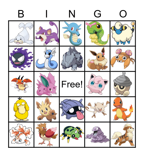 Pokemon Bingo Card