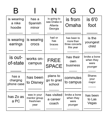 Find Someone Who… Bingo Card