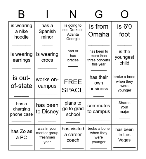 Find Someone Who… Bingo Card