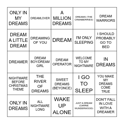 SLEEPY TIME Bingo Card