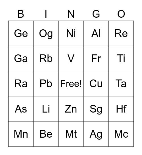 Symbo Bingo Card