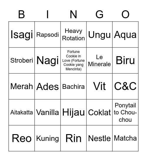 KYOUKA BINGO GAME Bingo Card