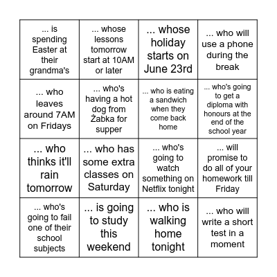 Find someone who... Bingo Card