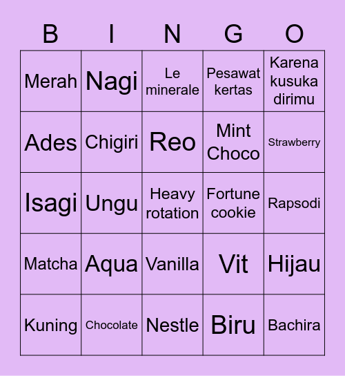 Reo’s Bingo Card