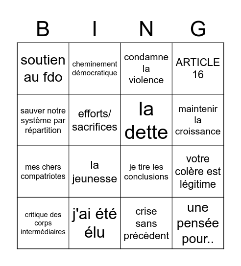 Macron 13H Bingo Card