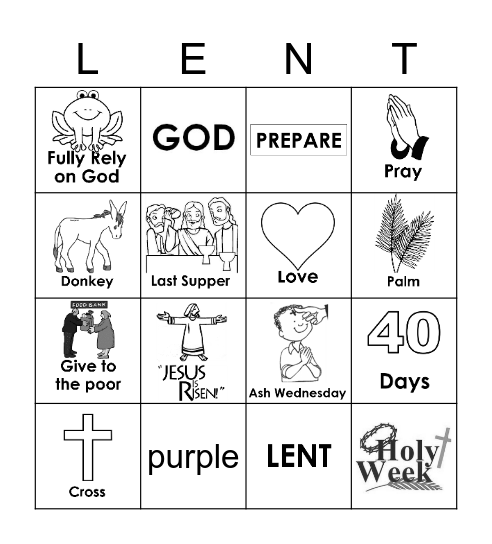 Lenten Picture Bingo Card