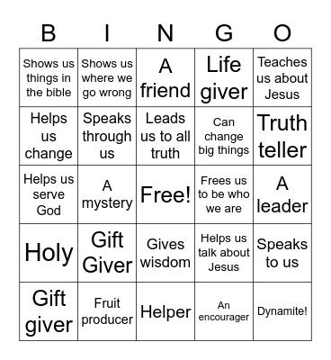 The Holy Spirit Bingo Card