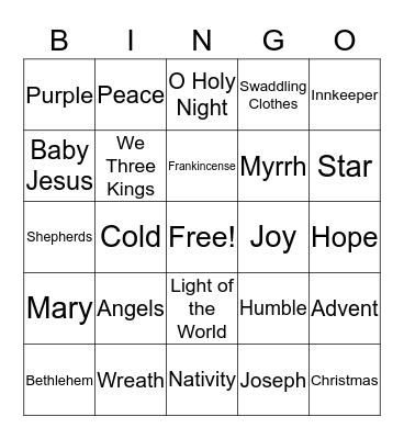 Christmas & Advent Bingo Card