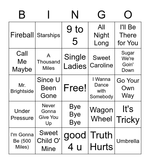 QC Music Bingo R1 Bingo Card