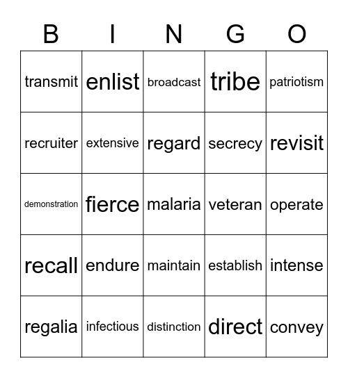 Smithsonian Webquest: Code Talking Bingo Card