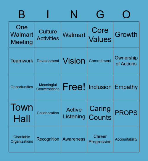 Caring Counts Bingo Card