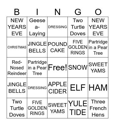 SONJA AND AARON'S CHRISTMAS DROP-IN Bingo Card