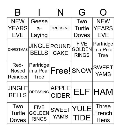 SONJA AND AARON'S CHRISTMAS DROP-IN Bingo Card