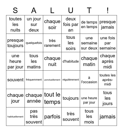 La fréquence Bingo Card