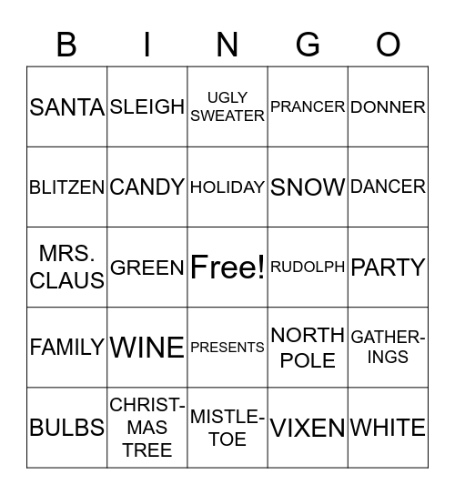 HAPPY HOLIDAYS Bingo Card