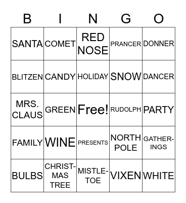 HAPPY HOLIDAYS Bingo Card