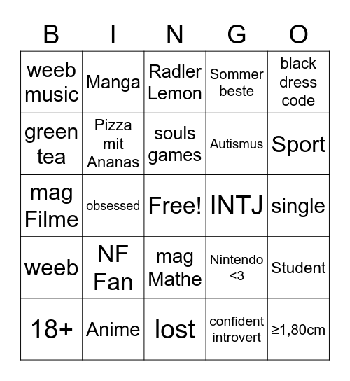 Alex's Bingo Card