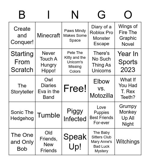 Book Fair Bingo Card