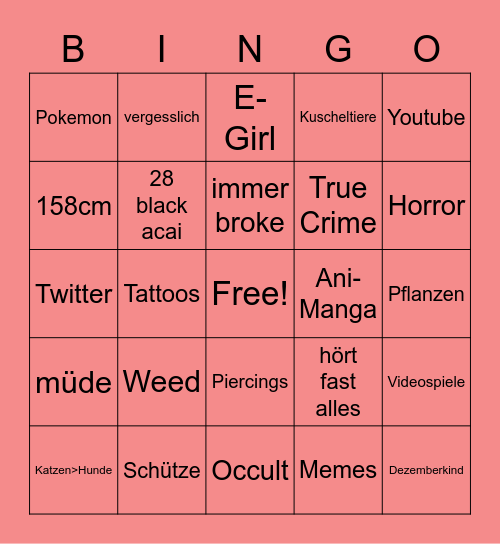 Minxis Bingo Card