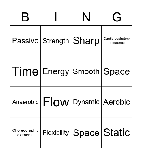 Dance Bingo Card