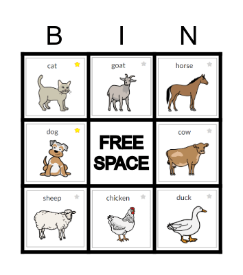 Farm Sounds Bingo Card