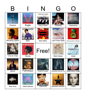 Music Bingo MC 2 Bingo Card
