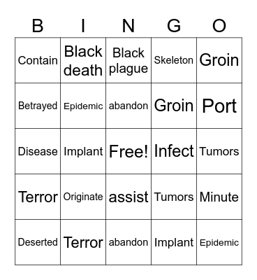 Black Plague Bingo Card
