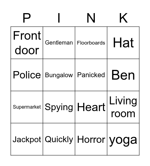 Gangsta Granny Bingo Card