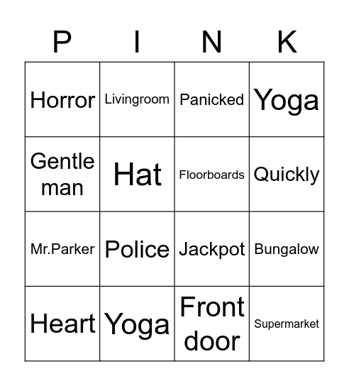 Gangsta Granny Bingo Card