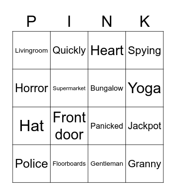 Gangsta Granny Bingo Card