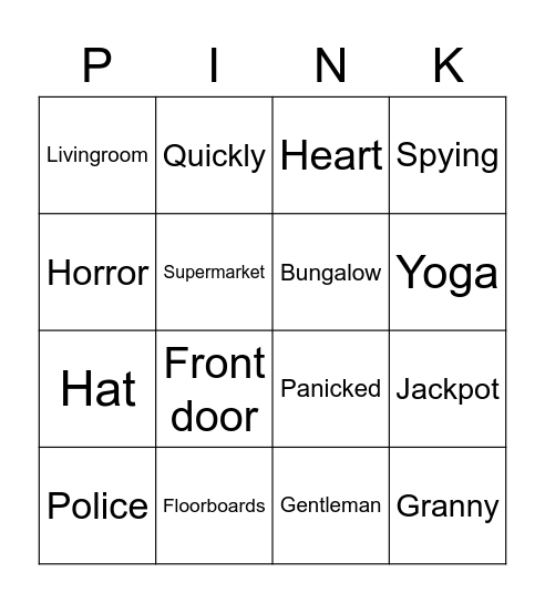 Gangsta Granny Bingo Card