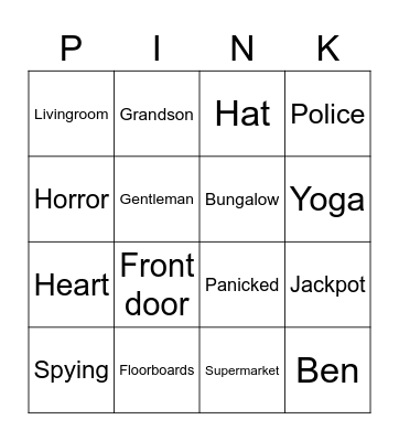 Gangsta Granny Bingo Card