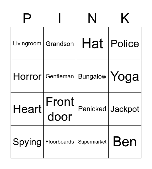 Gangsta Granny Bingo Card