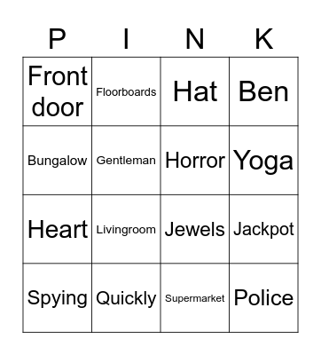 Gangsta Granny Bingo Card