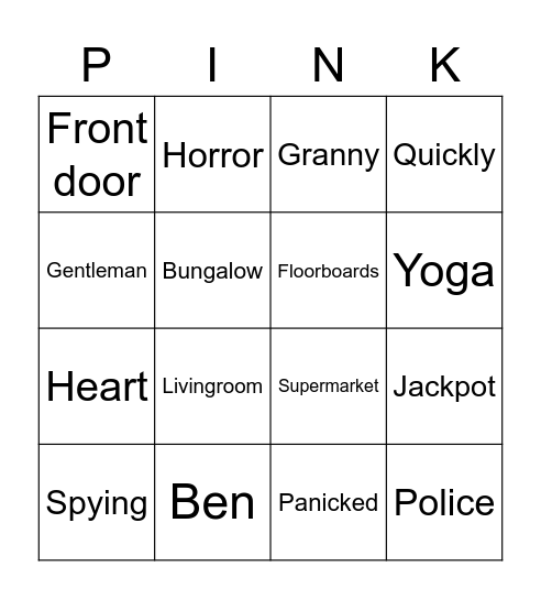 Gangsta Granny Bingo Card