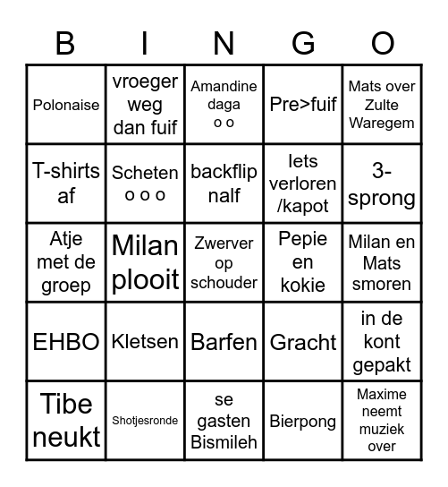 Pre-Bingo Card