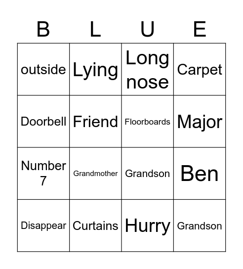Gangsta Granny Bingo Card